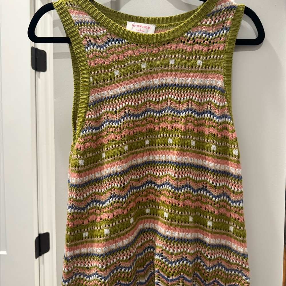 Patterned Knit Sleeveless Top